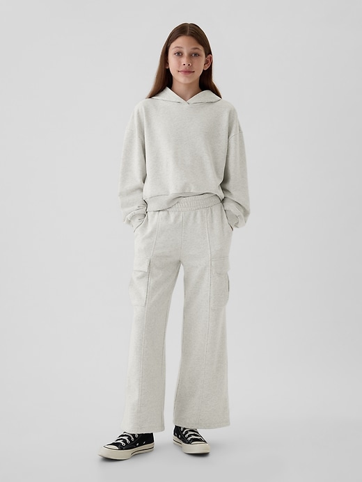 1 of 8 showing, with the color grey heather of product Kids VintageSoft Seamed Cargo Sweatpants