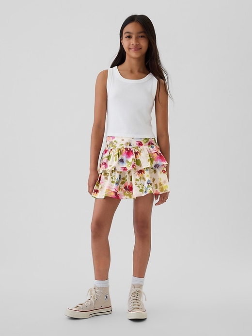 1 of 8 showing, with the color multi floral of product Kids Ruffle Skort