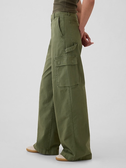Image number 2 showing, Mid Rise Cargo Baggy Khakis