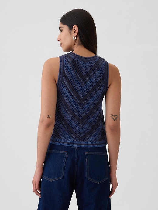 2 of 8 showing, with the color navy blue chevron of product Crochet Tank Top