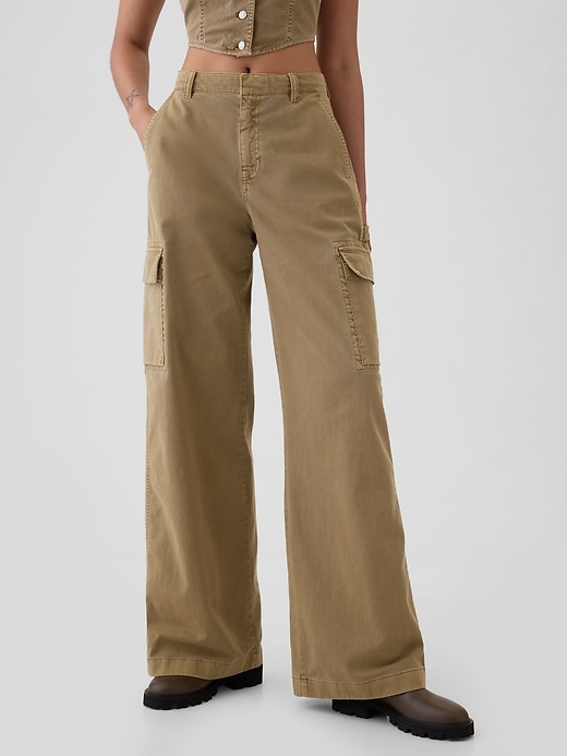 Image number 2 showing, Mid Rise Cargo Baggy Khakis