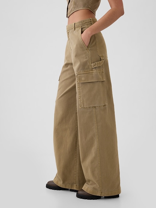 Image number 3 showing, Mid Rise Cargo Baggy Khakis