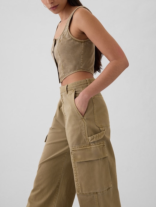 Image number 8 showing, Mid Rise Cargo Baggy Khakis