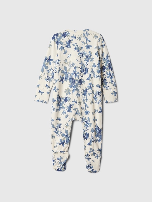 2 of 8 showing, with the color white floral print of product Baby First Favorites Organic Cotton Footed One-Piece