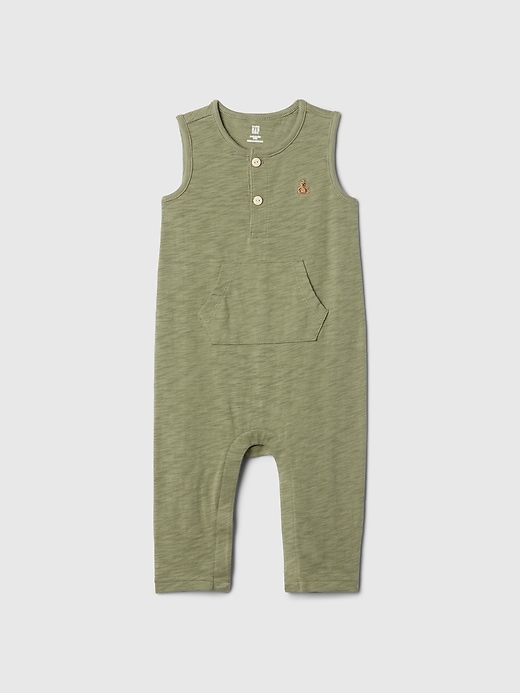 1 of 8 showing, with the color walden green of product Baby Henley Tank One-Piece