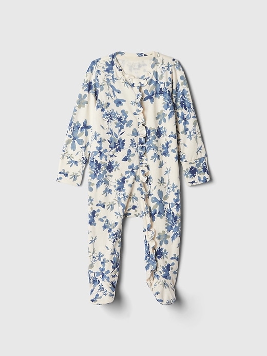 1 of 8 showing, with the color white floral print of product Baby First Favorites Organic Cotton Footed One-Piece