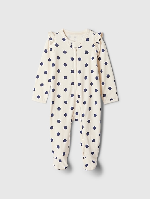 1 of 8 showing, with the color ivory frost of product Baby First Favorites Organic Cotton Footed One-Piece