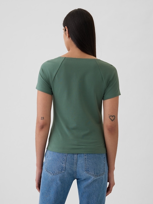 2 of 8 showing, with the color forest green of product Compact Jersey Square-Neck Shirt