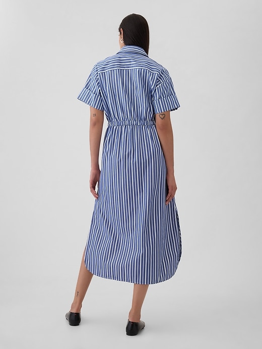 2 of 8 showing, with the color blue stripe of product Striped Midi Shirtdress