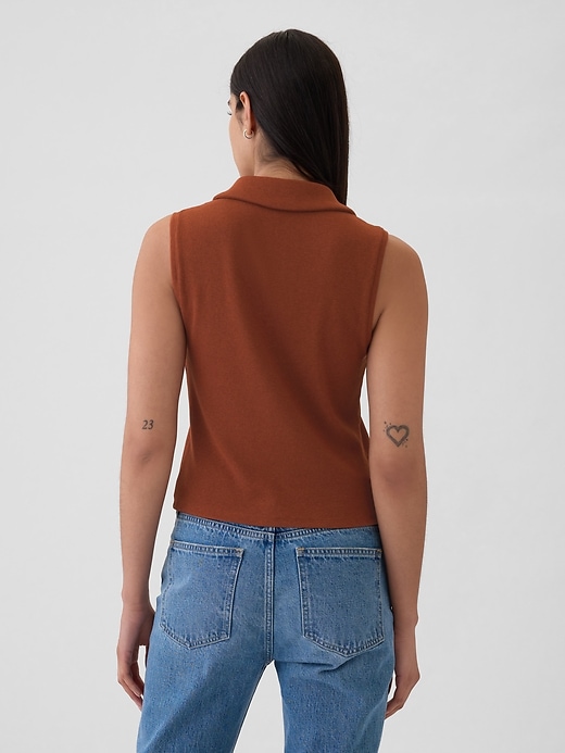 2 of 8 showing, with the color smoked paprika brown of product Modern Rib Cropped Polo Shirt