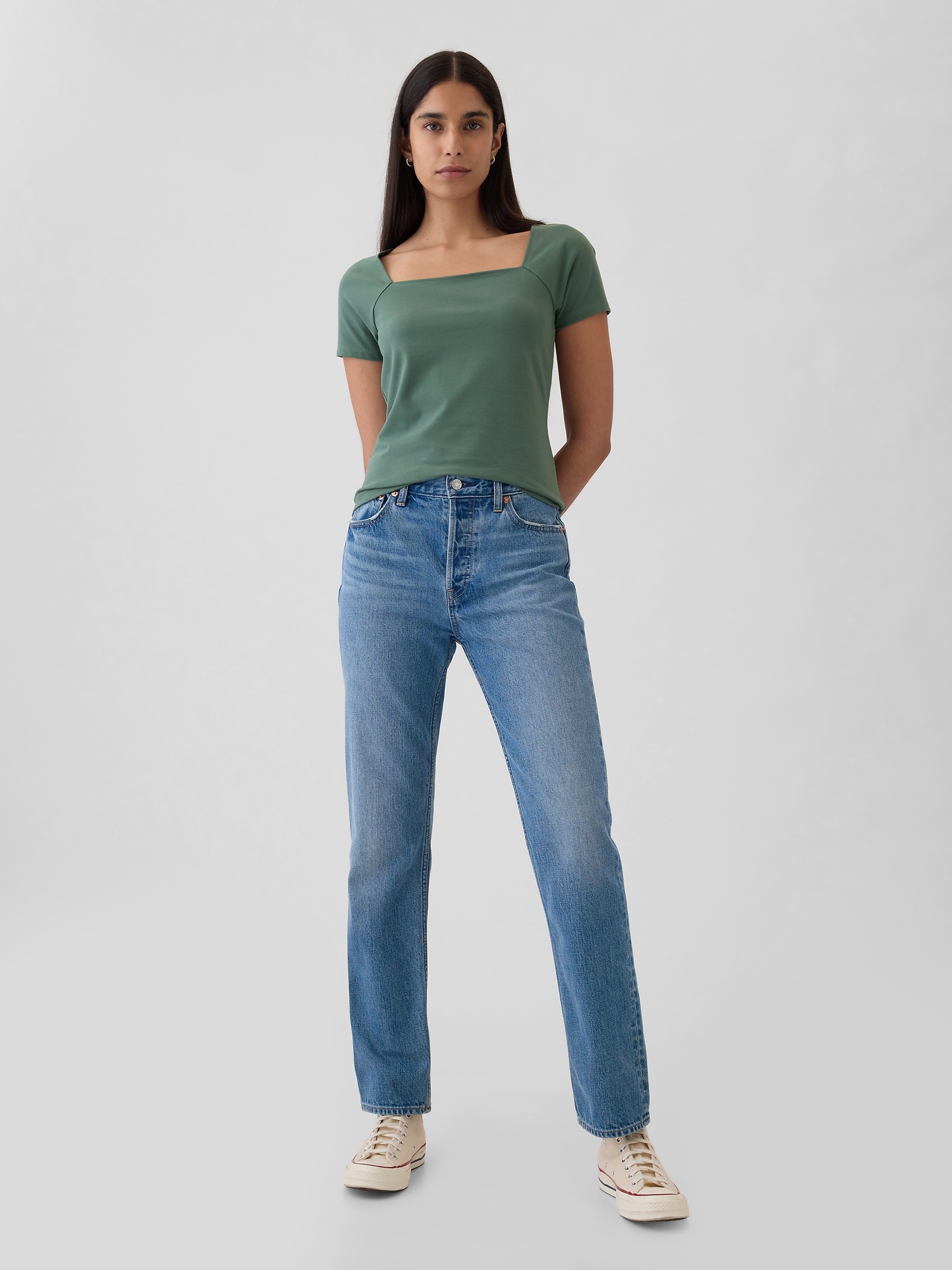 Compact Jersey Square-Neck Shirt | Gap