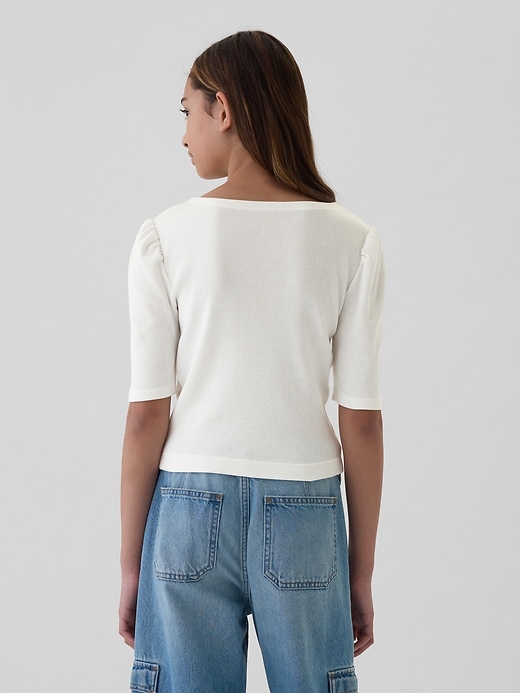 2 of 8 showing, with the color new off white of product Kids Essential Rib Ruched Shirt