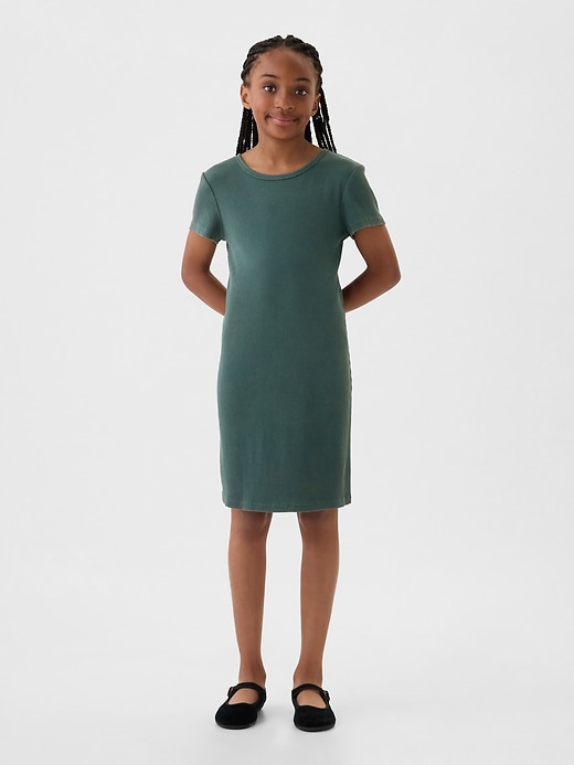 1 of 8 showing, with the color moores green of product Kids Rib T-Shirt Dress