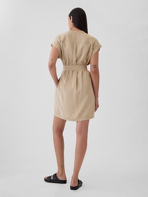 2 of 8 showing, with the color khaki tan of product Utility Mini Shirtdress