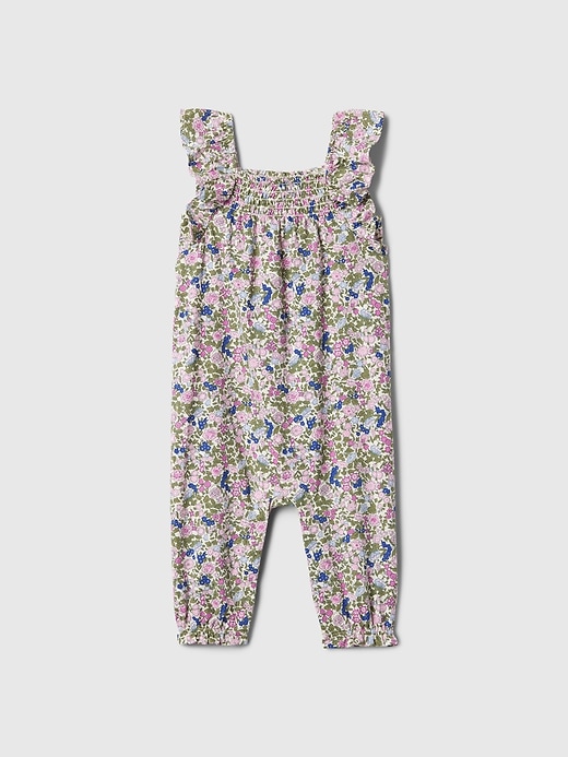 1 of 8 showing, with the color multi floral of product Baby Smocked Floral One-Piece