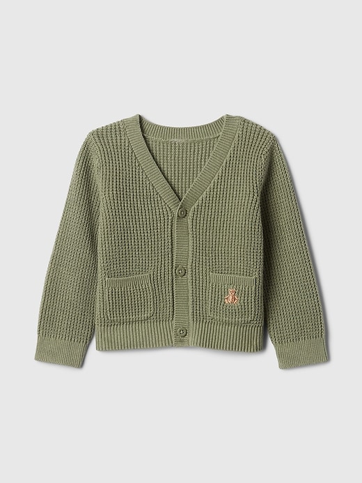 1 of 8 showing, with the color walden green of product Baby Waffle Cardigan