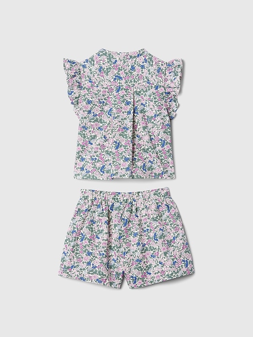 2 of 8 showing, with the color floral mix print of product Baby & Toddler Linen-Cotton Flutter Outfit Set