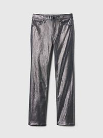 High Rise Metallic &#39;90s Straight Jeans