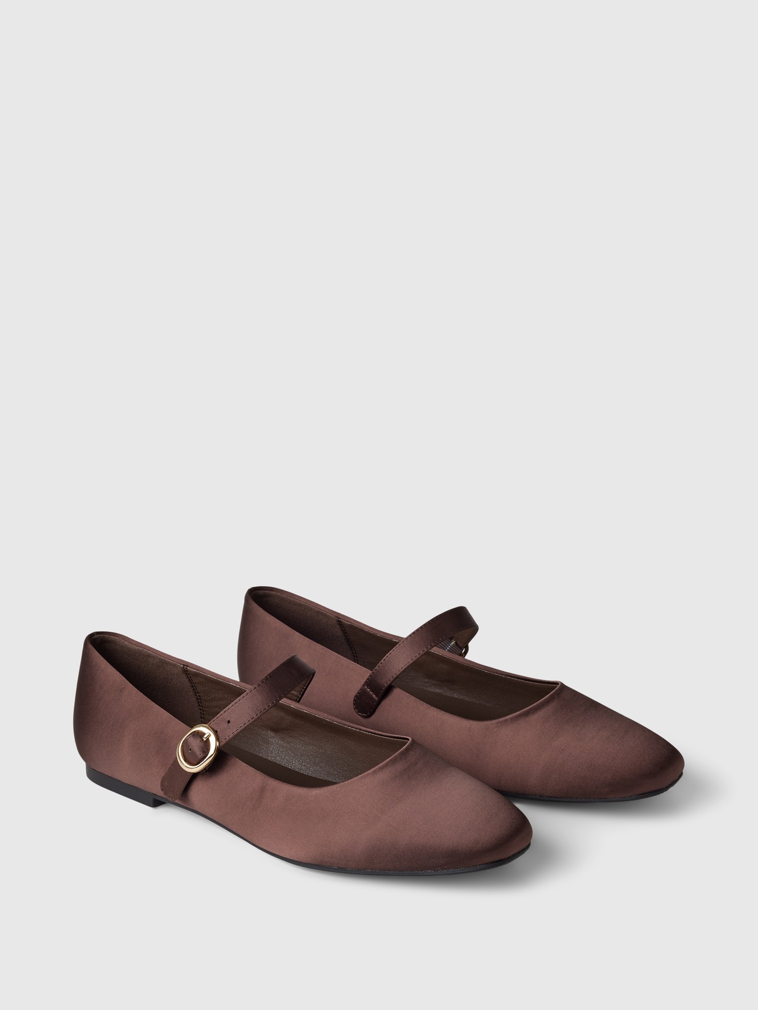 Женские балетки Gap Satin Ballet Flats, цвет: Шоколадный коричневый — фото 2