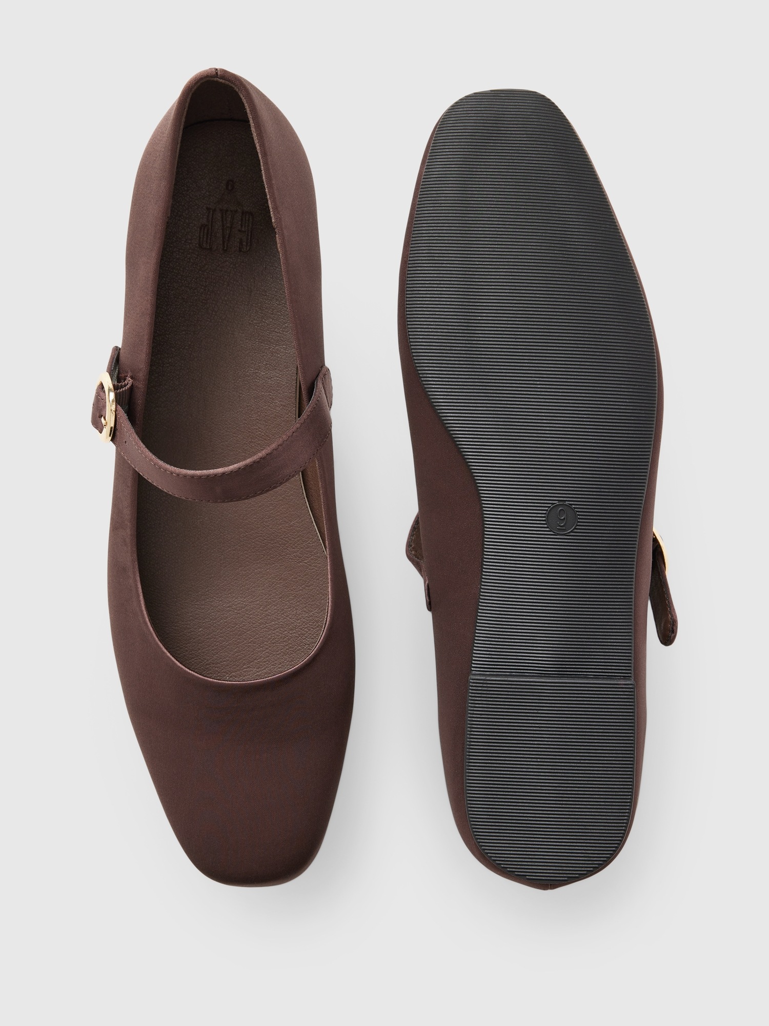 Женские балетки Gap Satin Ballet Flats, цвет: Шоколадный коричневый — фото 3