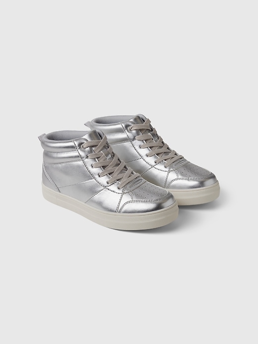 Image number 2 showing, Kids High-Top Metallic Sneakers