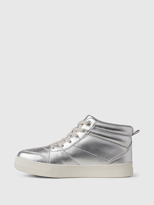 Image number 5 showing, Kids High-Top Metallic Sneakers
