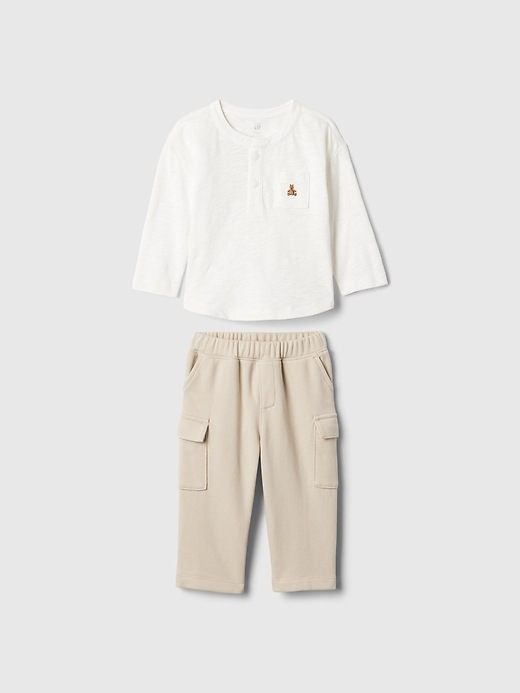 1 of 8 showing, with the color new off white of product Baby Cargo Outfit Set
