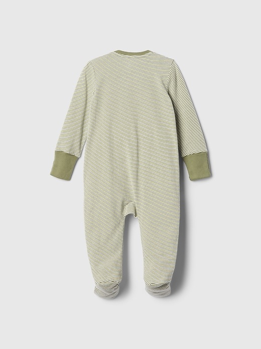 2 of 8 showing, with the color green stripe of product Baby First Favorites Organic Cotton Footed One-Piece