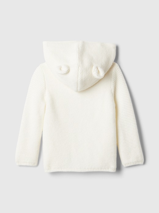 2 of 8 showing, with the color ivory frost of product Baby CashSoft Bear Cardigan
