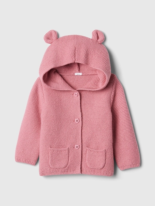 1 of 8 showing, with the color rosetta pink of product Baby CashSoft Bear Cardigan