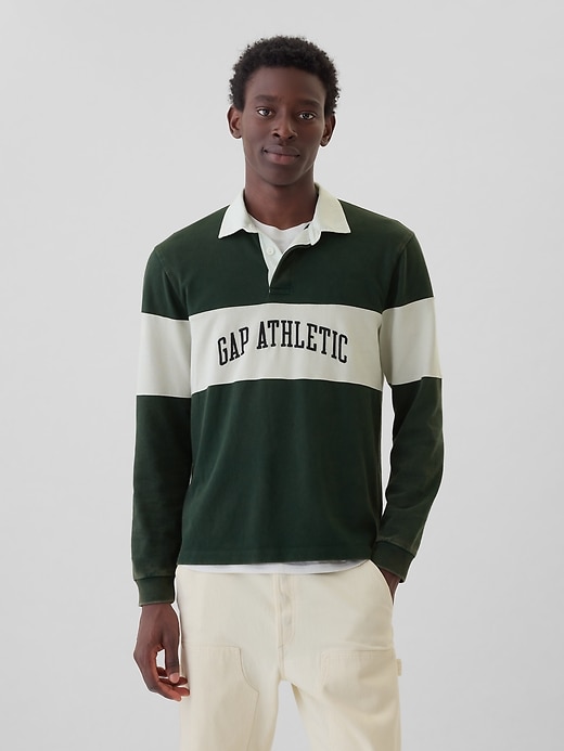 1 of 8 showing, with the color essex green of product Relaxed Rugby Polo Shirt