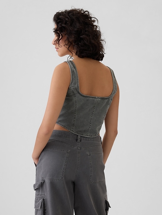 Image number 2 showing, Structured Twill Cropped Corset Tank Top