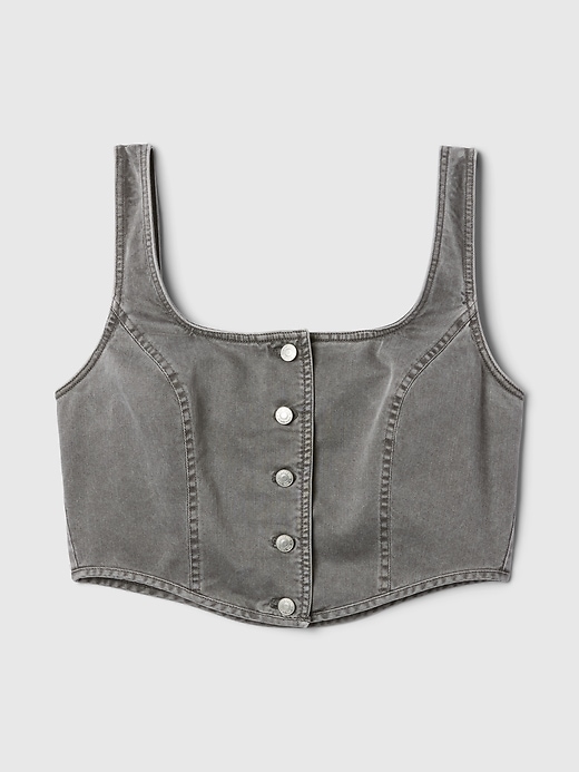 Image number 5 showing, Structured Twill Cropped Corset Tank Top