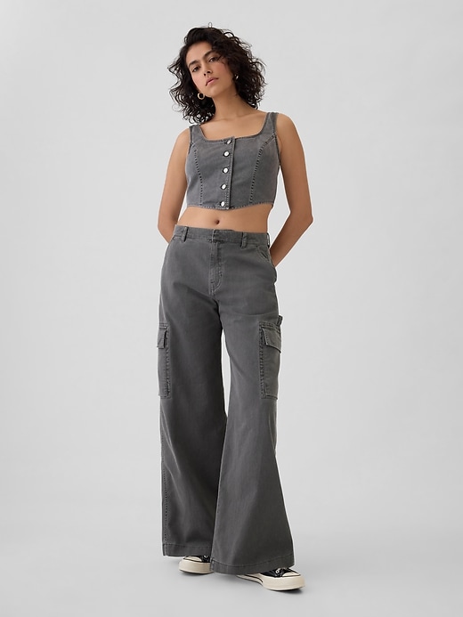 Image number 1 showing, Mid Rise Cargo Baggy Khakis
