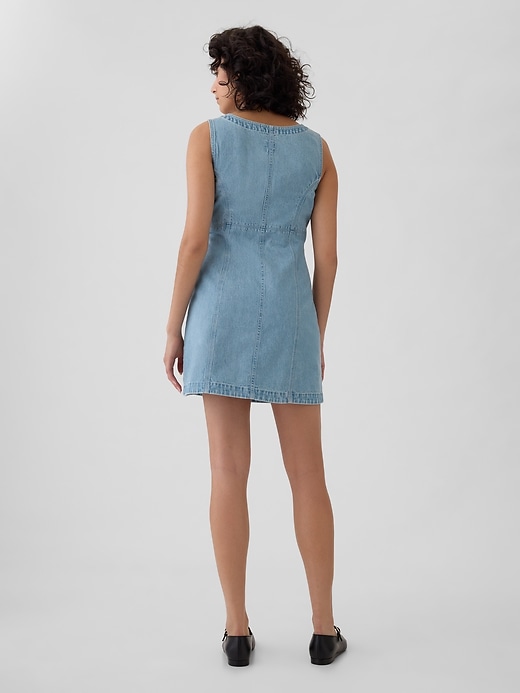 2 of 8 showing, with the color light wash of product GapHeritage Denim Mini Dress