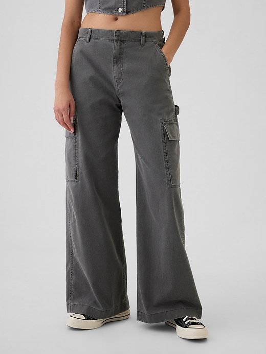 Image number 2 showing, Mid Rise Cargo Baggy Khakis