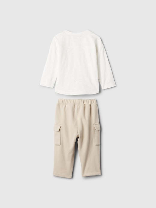 2 of 8 showing, with the color new off white of product Baby Cargo Outfit Set