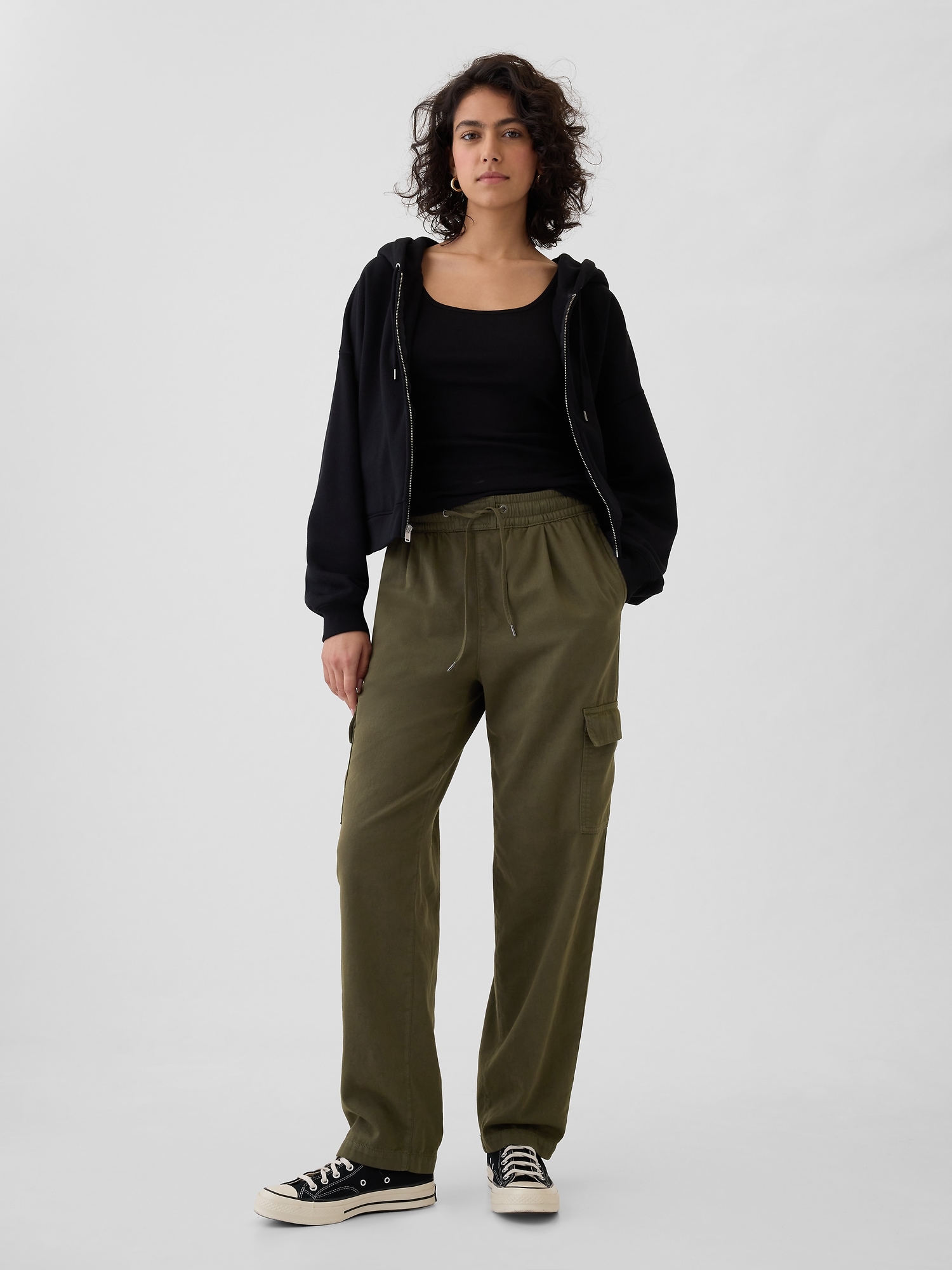 Gap Cargo Twill Easy Pants In Olive Green