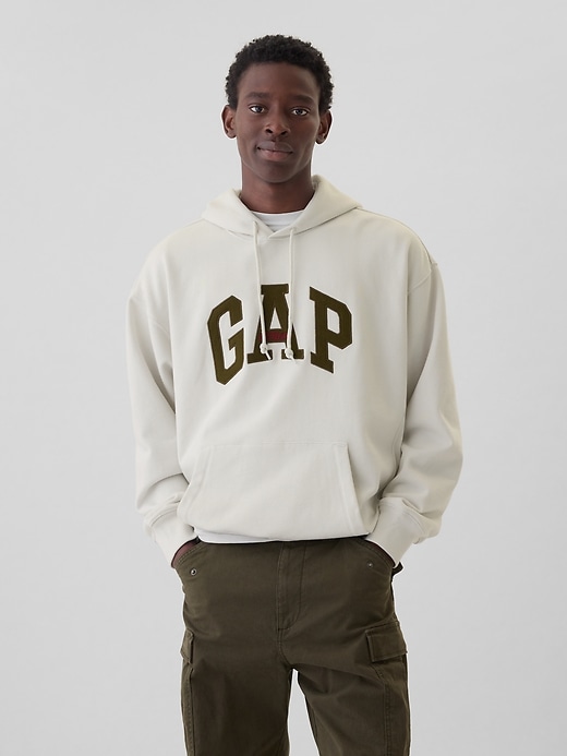 1 of 8 showing, with the color CARLS STONE of product GapHeritage Heavyweight Logo Hoodie