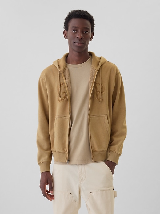 1 of 8 showing, with the color warm sand of product Logo Zip Hoodie