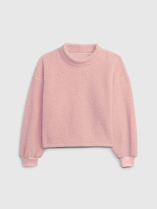 1 of 8 showing, with the color pink standard of product Kids Mockneck Sherpa Sweatshirt