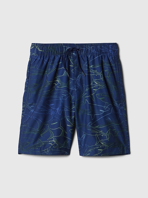View large product image 1 of 1. Kids 6" Recycled Printed Swim Trunks