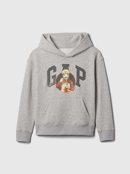 1 of 8 showing, with the color heather grey naruto of product Kids Logo Graphic Hoodie