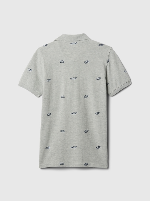 2 of 8 showing, with the color grey print of product Kids Pique Polo T-Shirt