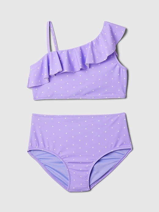 1 of 8 showing, with the color purple dot of product Kids Asymmetric Two-Piece Swimsuit