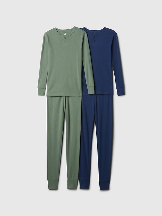 1 of 8 showing, with the color multi of product Kids Organic Cotton Henley PJ Set (2-Pack)