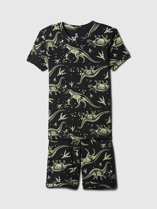 1 of 8 showing, with the color dinosaur black of product Kids Organic Cotton Print PJ Set
