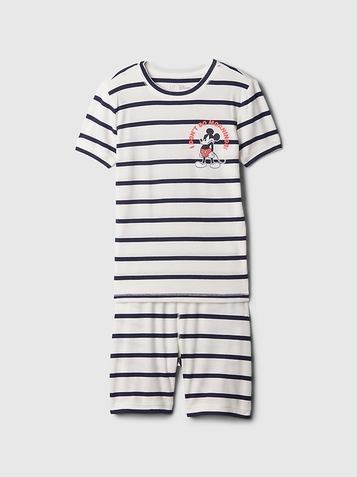1 of 8 showing, with the color new off white stripe of product GapKids &#124 Disney Organic Cotton Mickey Mouse PJ Set