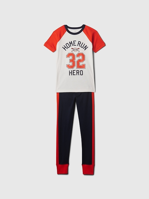 1 of 8 showing, with the color SPORTS MULTI of product Kids Organic Cotton Graphic PJ Set