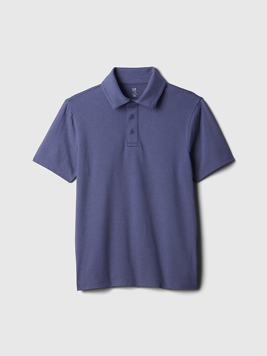 1 of 8 showing, with the color quiet blue of product Kids Tech Polo Shirt